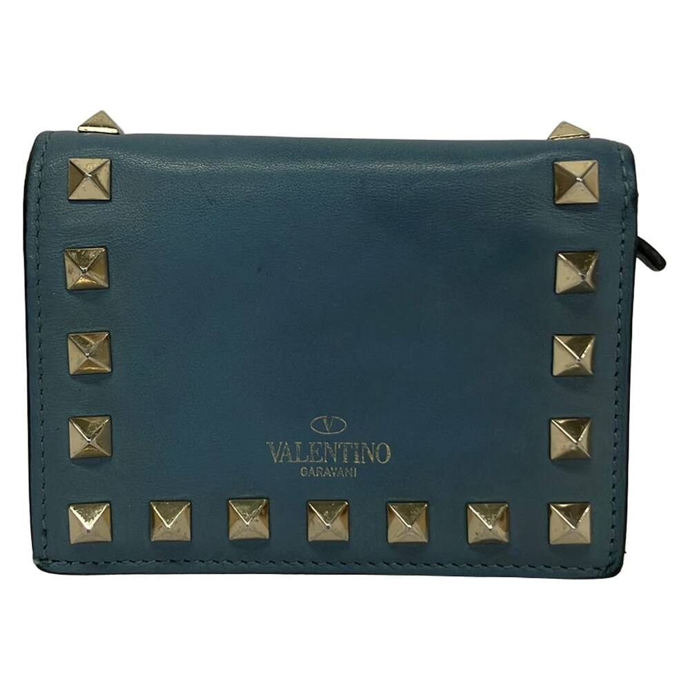 Valentino Garavani Bifold Wallet Light Blue Silver Leather Hardware